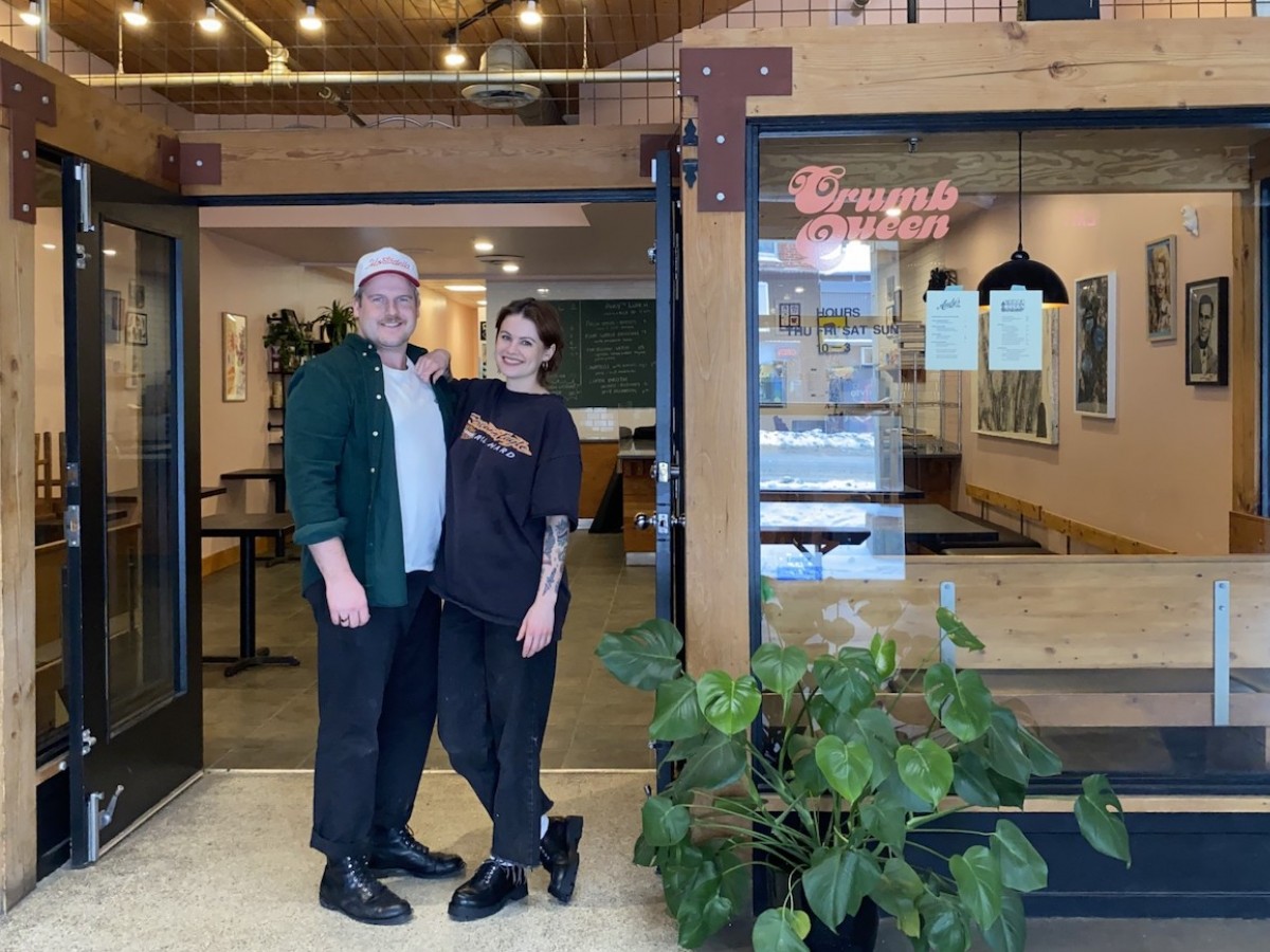 Crumb Queen/Andy’s Lunch is even better than everyone says it is  - Andrew Koropatnick and Cloe Wiebe at their shop at 166 Osborne (photo courtesy of Crumb Queen)